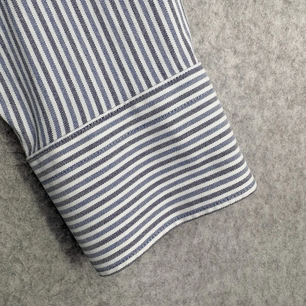Peter Millar Crown Crafted Shirt Men's M Button Up Long Sleeve Blue Striped - Picture 4 of 12